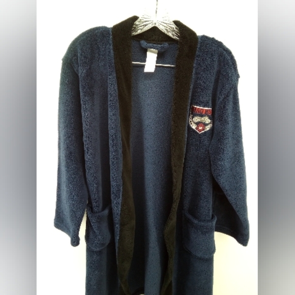 Joe Boxer Road Hogs Custom Chrome Born 2 Ride Blue Plush Men's Robe No Belt L - Picture 7 of 9